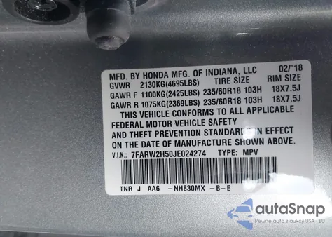 2018 Honda Cr-V Ex z USA, uszkodzony, nr VIN 7FARW2H50JE024274